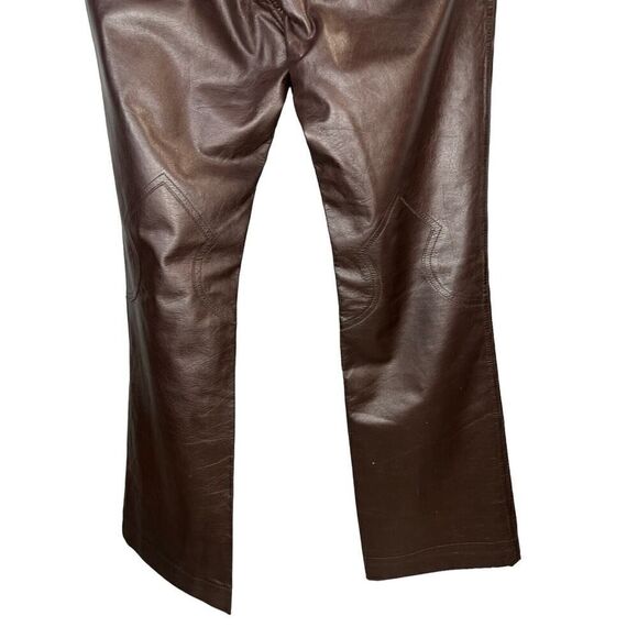 Theory mid rise Leather Brown Pants straight leg sz 8 - Picture 7 of 15